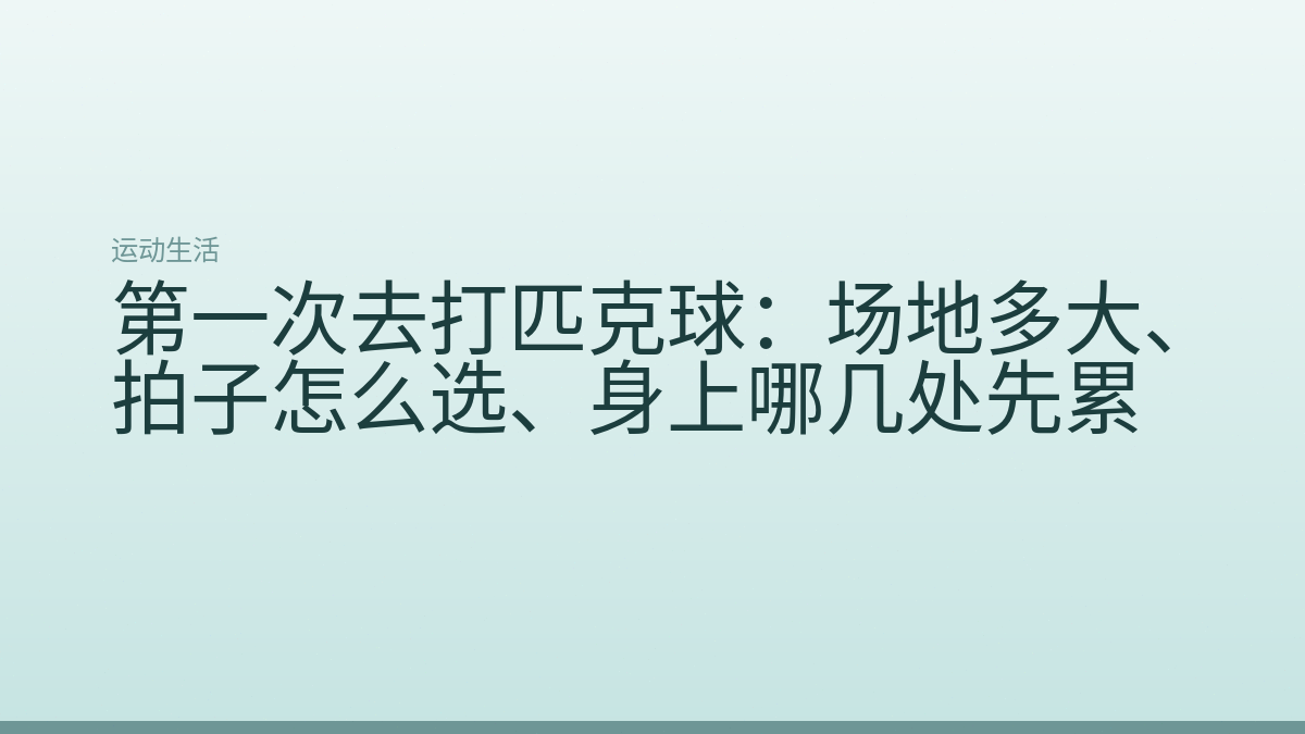 第一次去打匹克球：场地多大、拍子怎么选、身上哪几处先累